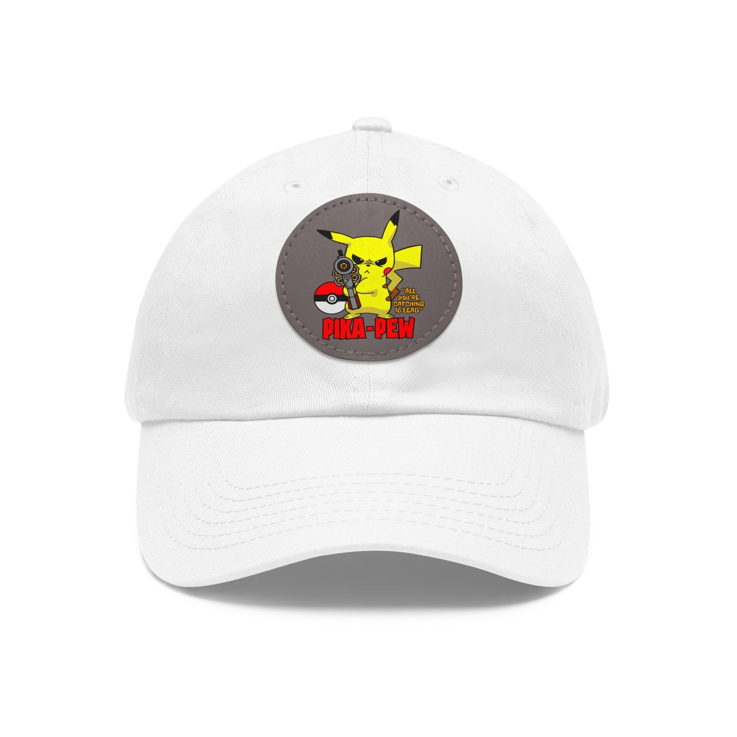 P-Pew Dad Hat with Leather Patch (Round)