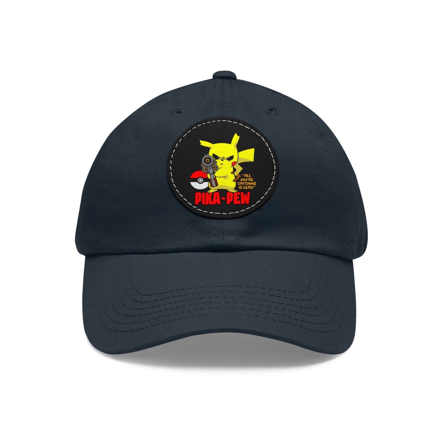 P-Pew Dad Hat with Leather Patch (Round)