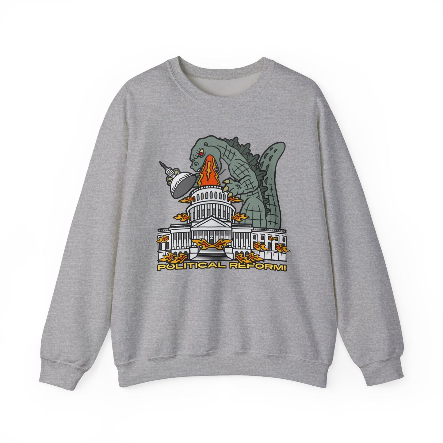 Godzilla Political Reform Sweatshirt | Unisex Heavy Blend Crewneck