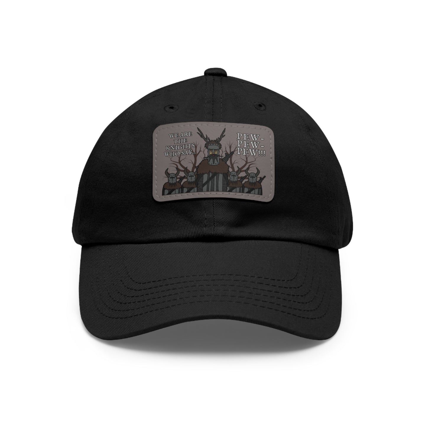 Knights of Pew! Dad Hat with Leather Patch (Rectangle)