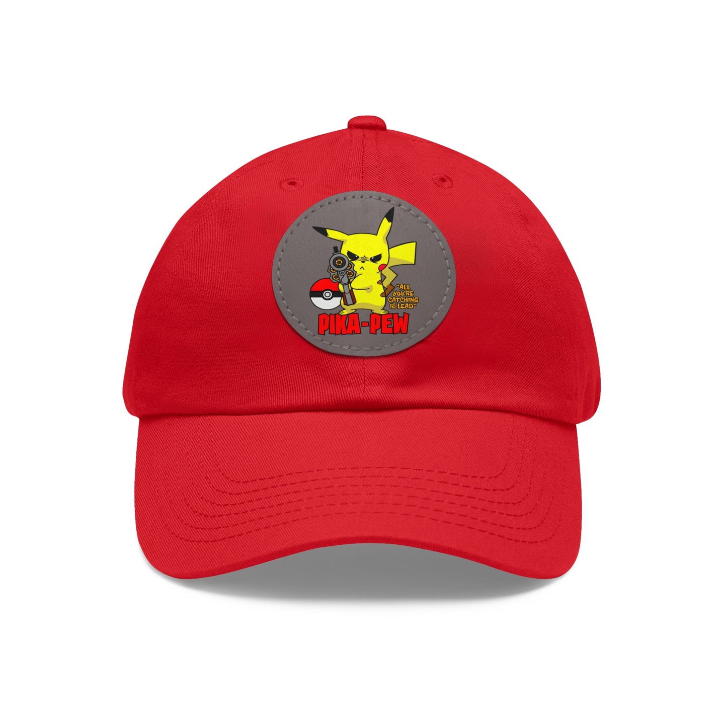 P-Pew Dad Hat with Leather Patch (Round)