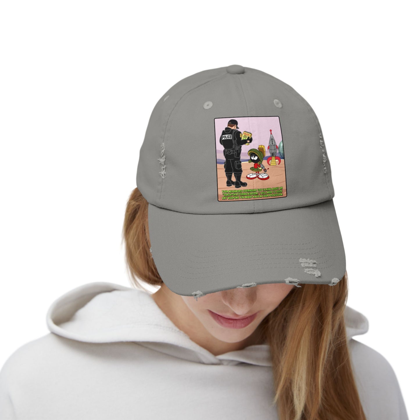 Red Flagged Martian! Unisex Distressed Cap