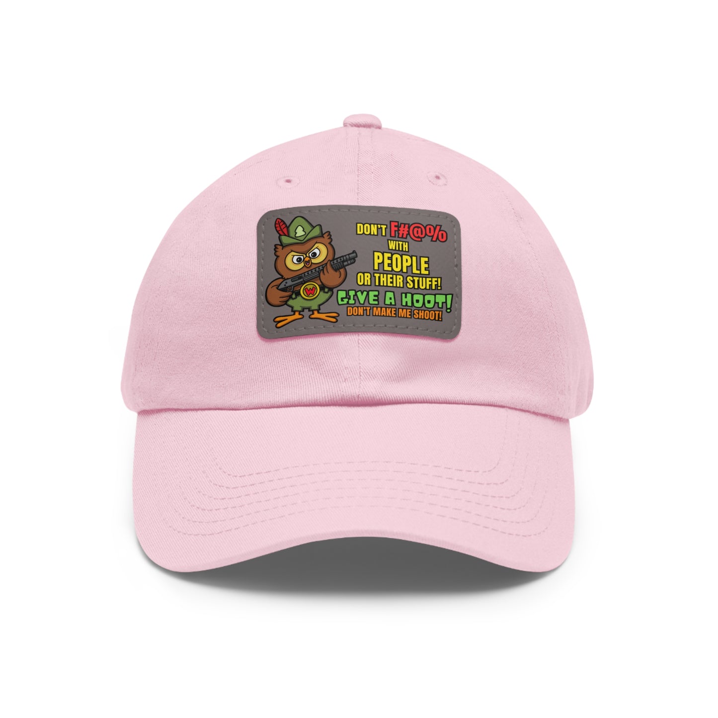Give a Hoot! Dad Hat with Leather Patch (Rectangle)