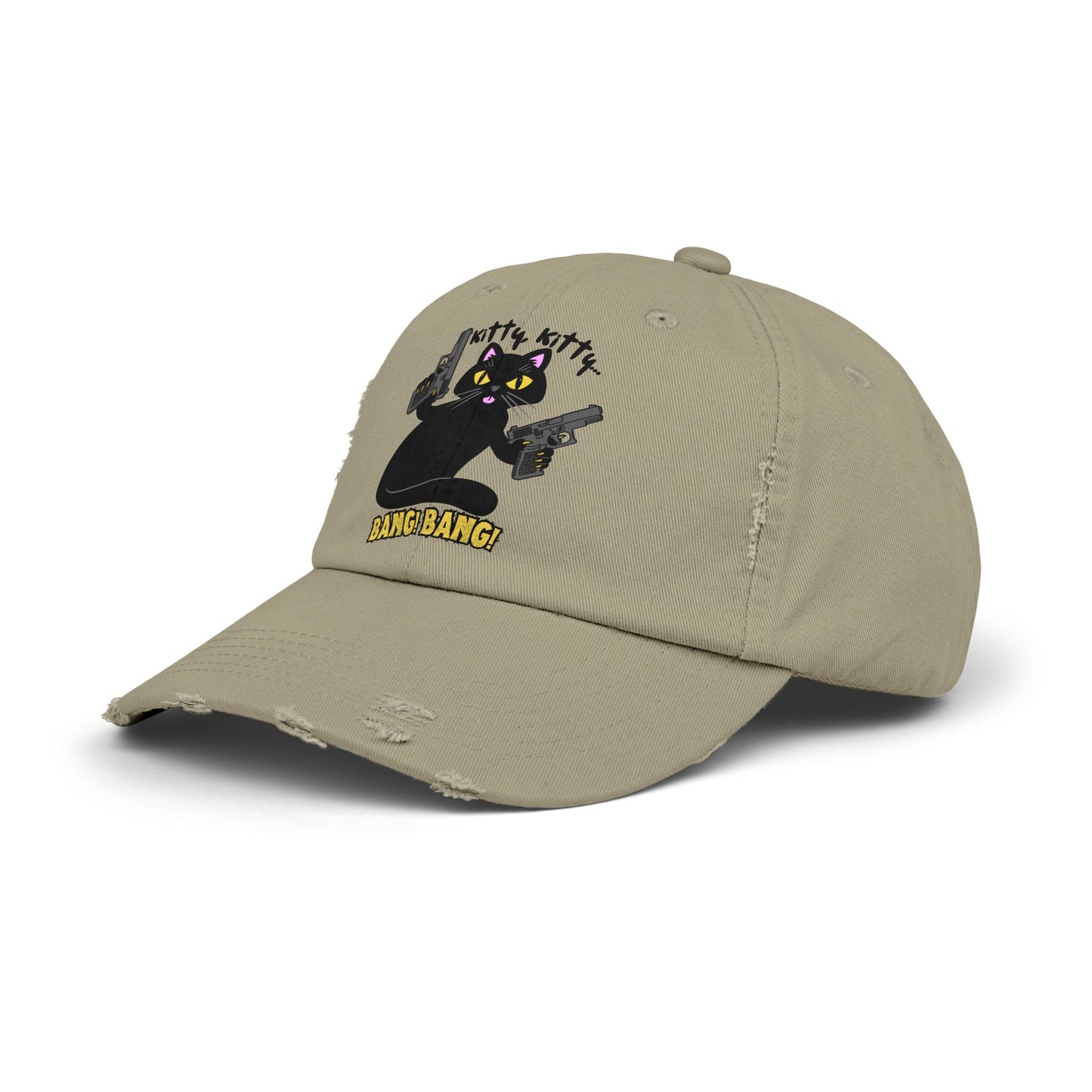Unisex Distressed Cap - Kitty Kitty Bang Bang!