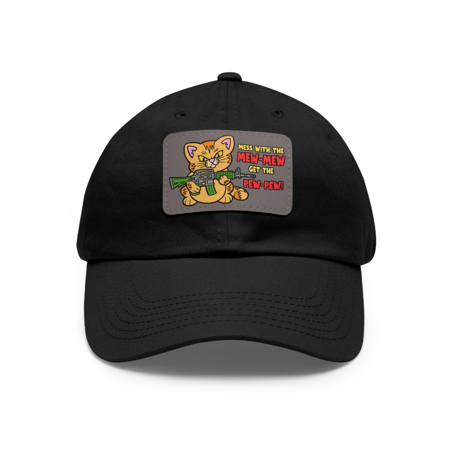 Mew-Mew/Pew-Pew! Dad Hat with Leather Patch (Rectangle)