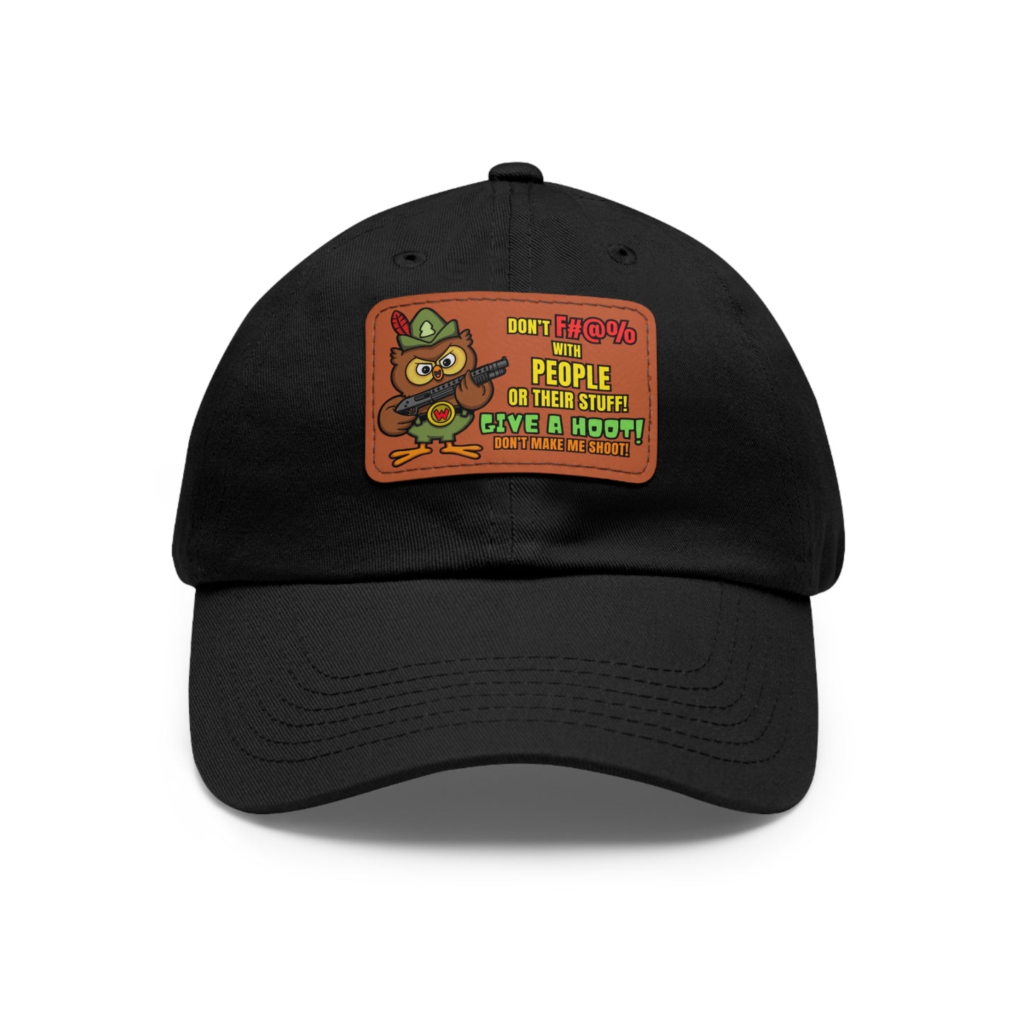 Give a Hoot! Dad Hat with Leather Patch (Rectangle)