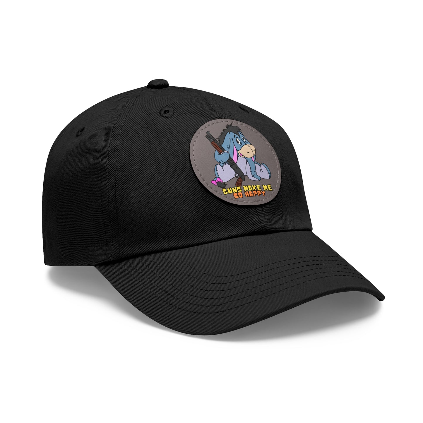 Happy Eeyore! Dad Hat with Leather Patch (Round)