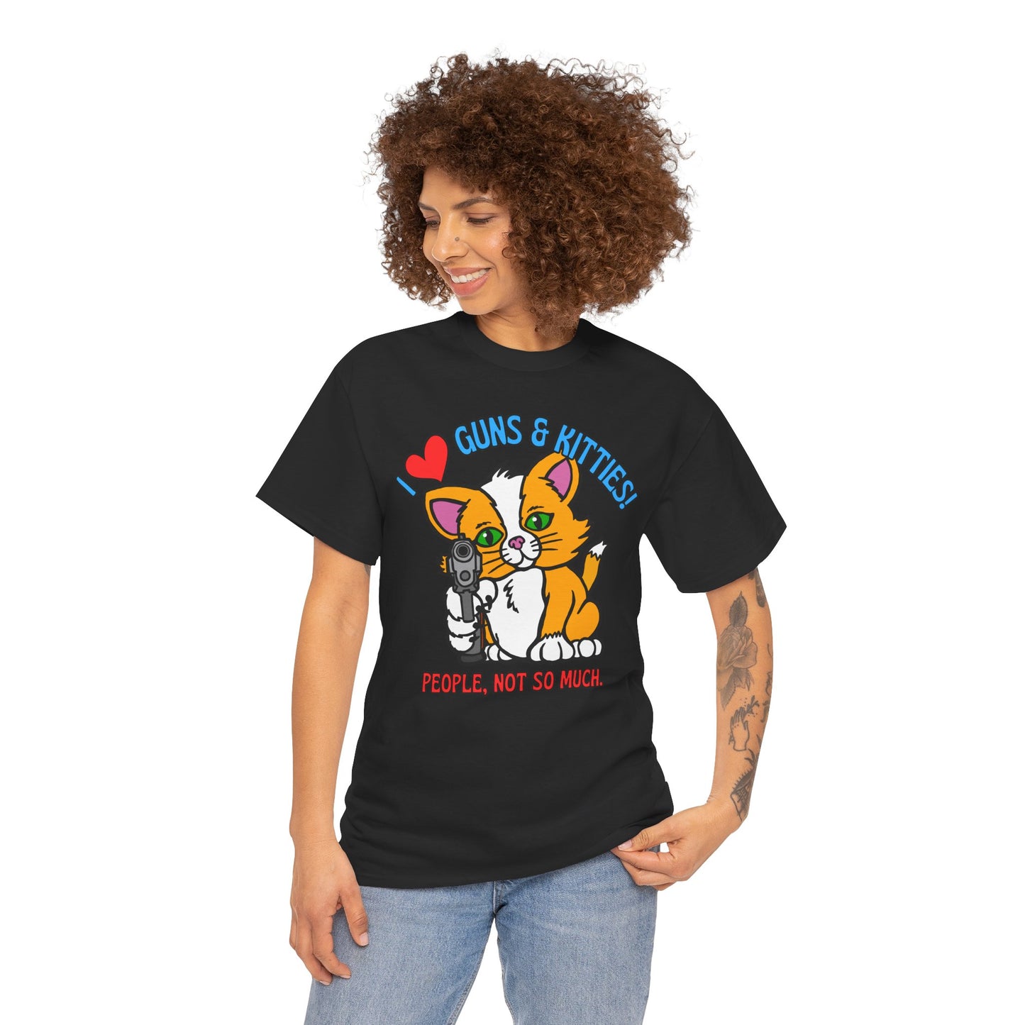 Guns & Kitties! Unisex Heavy Cotton Tee