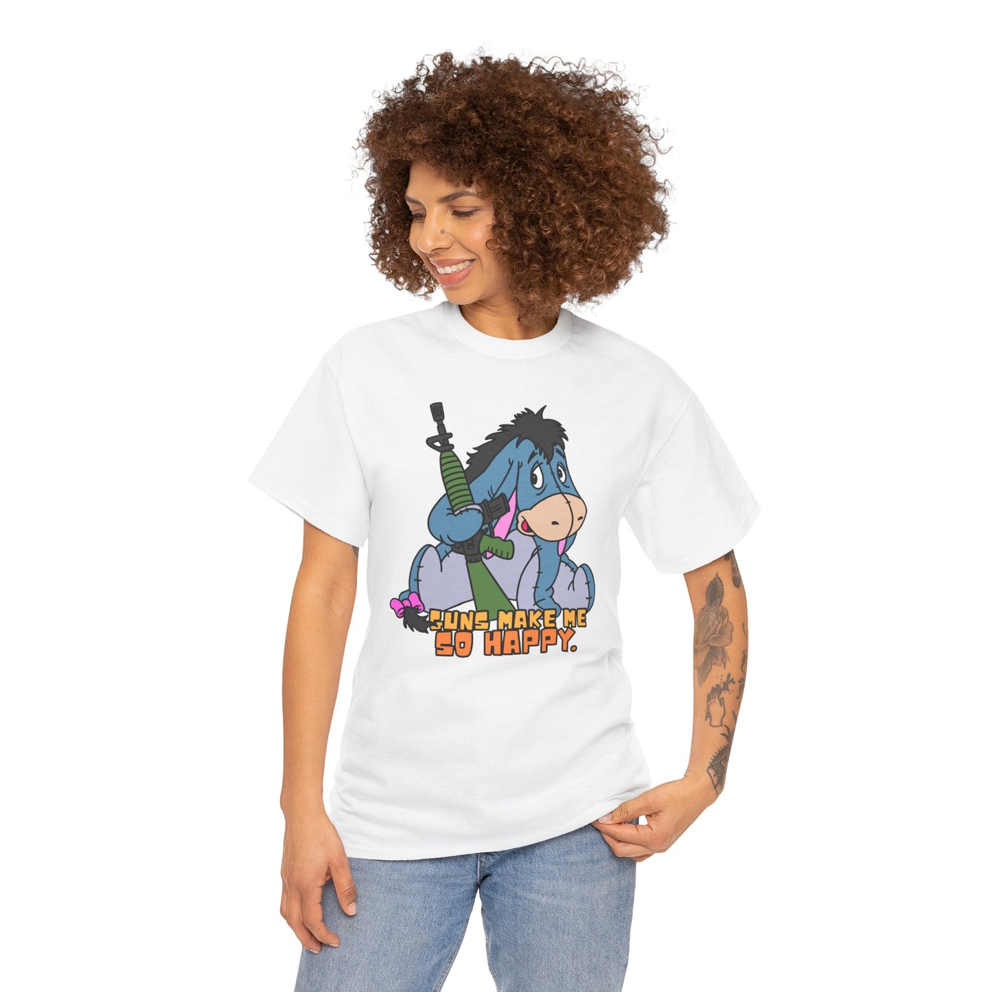 Eeyore Guns Make Me So Happy! Unisex Heavy Cotton Tee