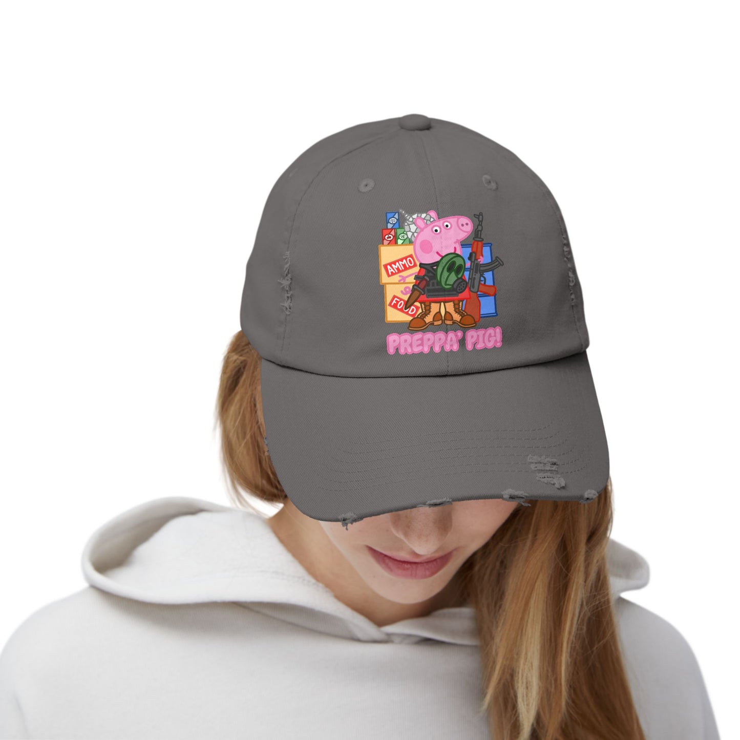 Preppa' Pig! Unisex Distressed Cap