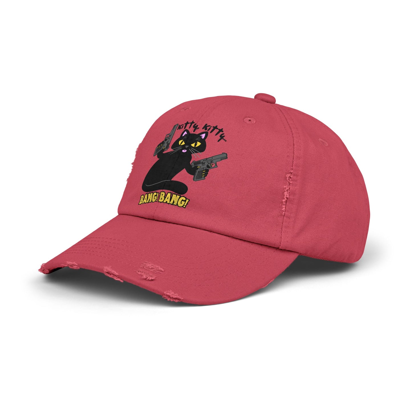 Unisex Distressed Cap - Kitty Kitty Bang Bang!
