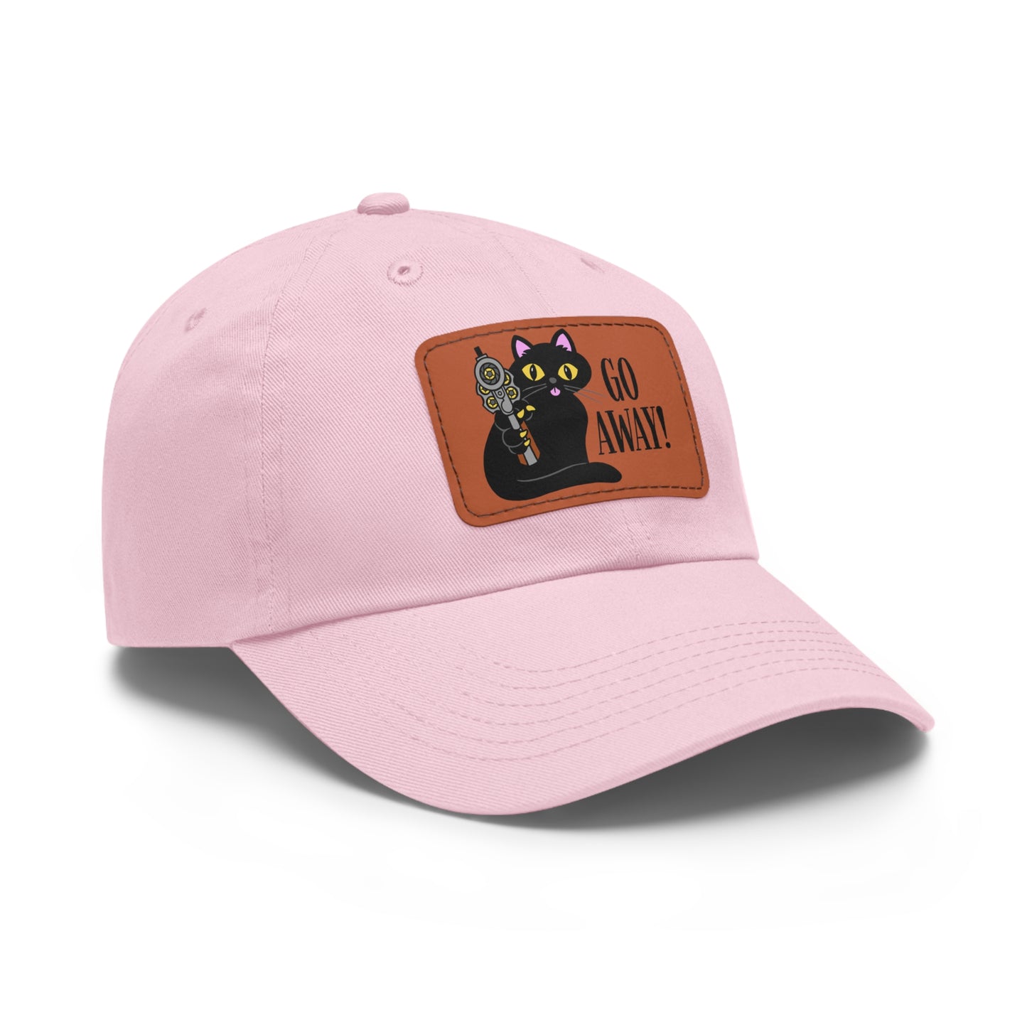 Go Away! Dad Hat with Leather Patch (Rectangle)