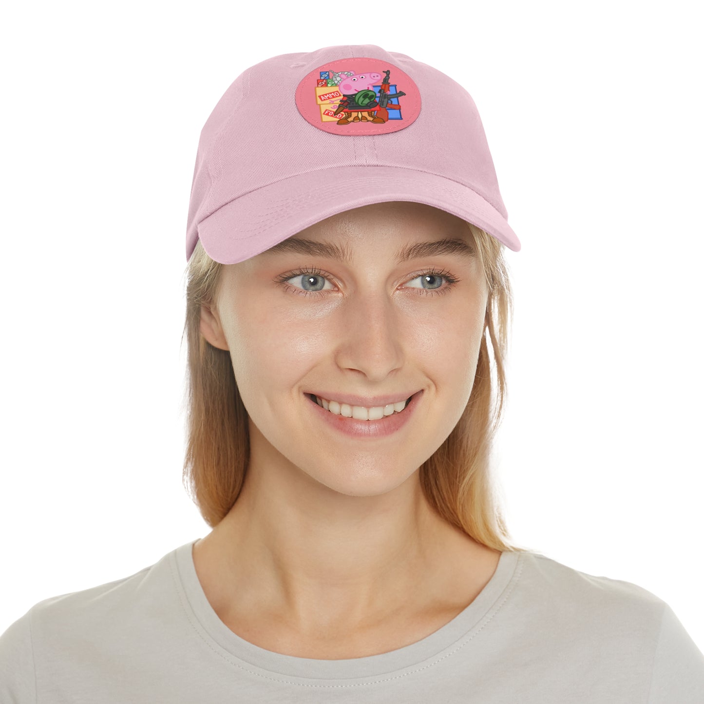 Preppa' Pig! Dad Hat with Leather Patch (Round)