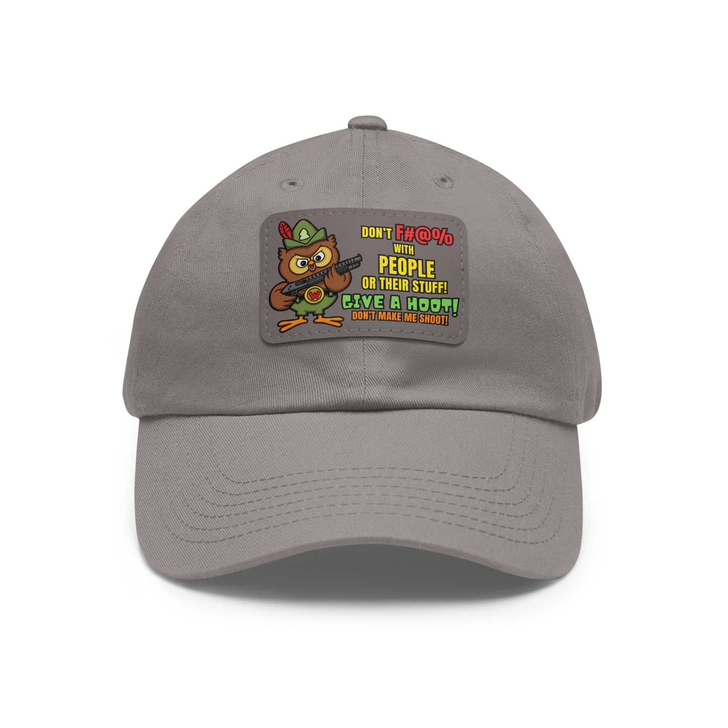 Give a Hoot! Dad Hat with Leather Patch (Rectangle)