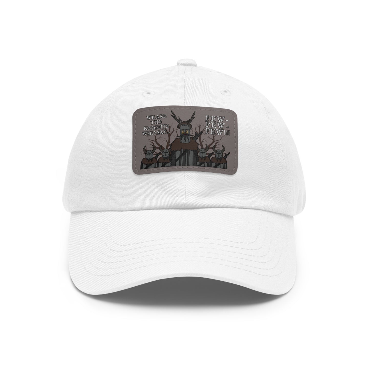 Knights of Pew! Dad Hat with Leather Patch (Rectangle)
