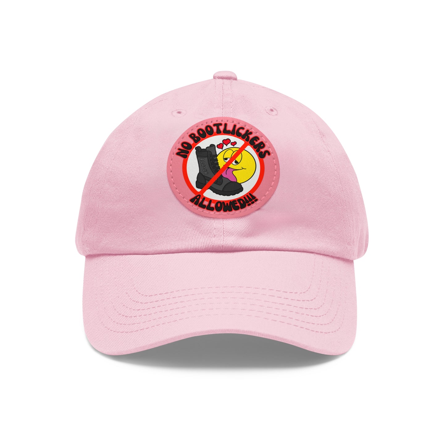 No Bootlickers Allowed! Dad Hat with Leather Patch (Round)