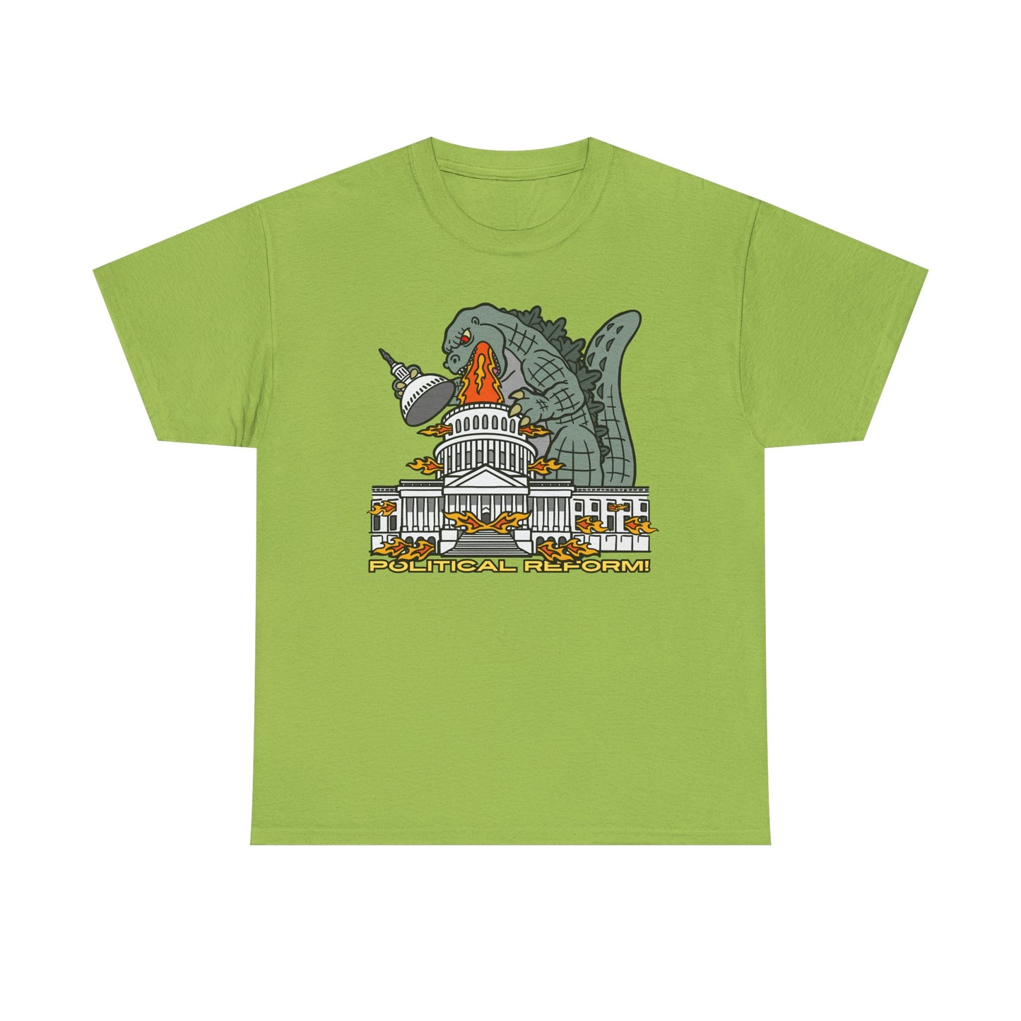 Humorous Godzilla - Political Reform! Unisex Heavy Cotton Tee