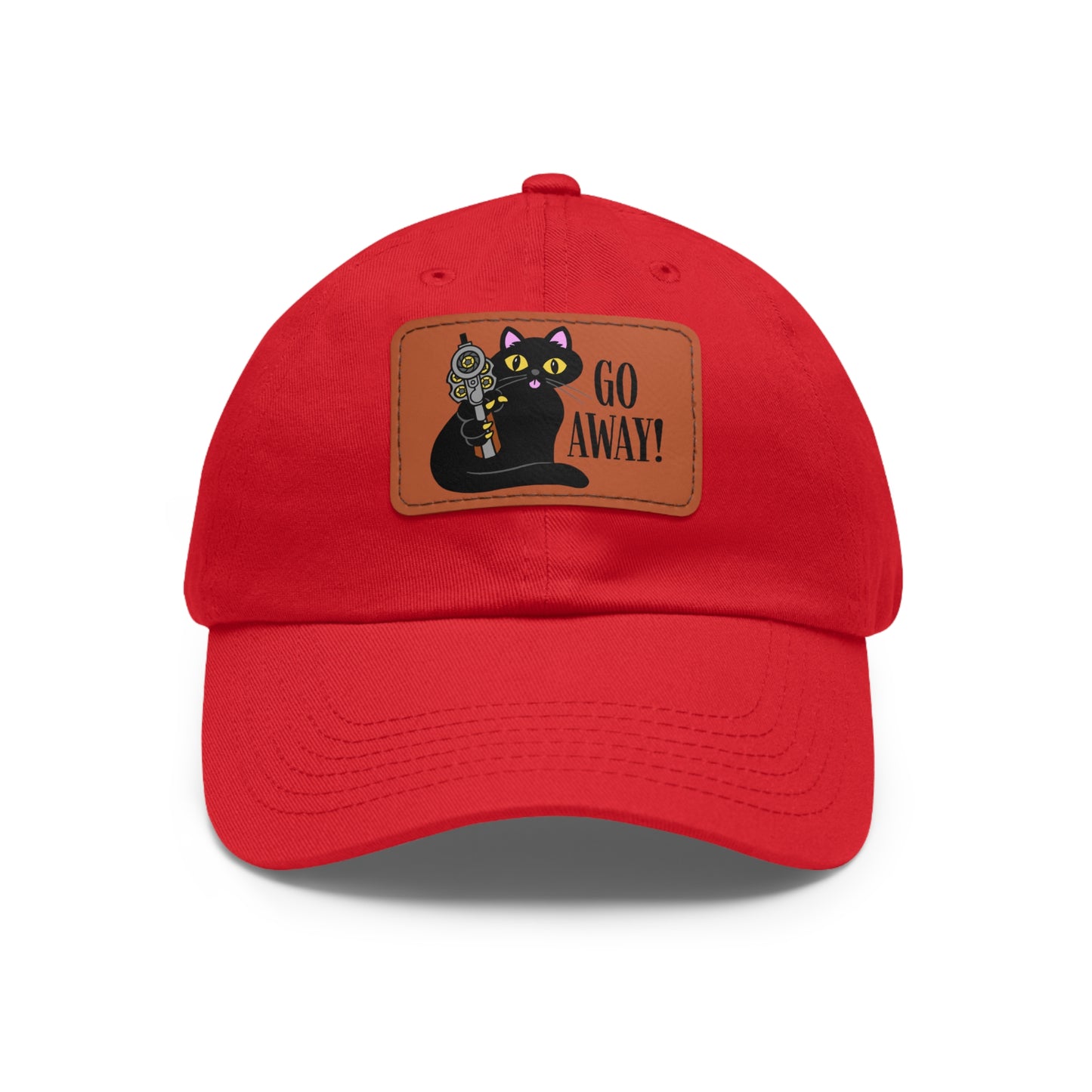 Go Away! Dad Hat with Leather Patch (Rectangle)