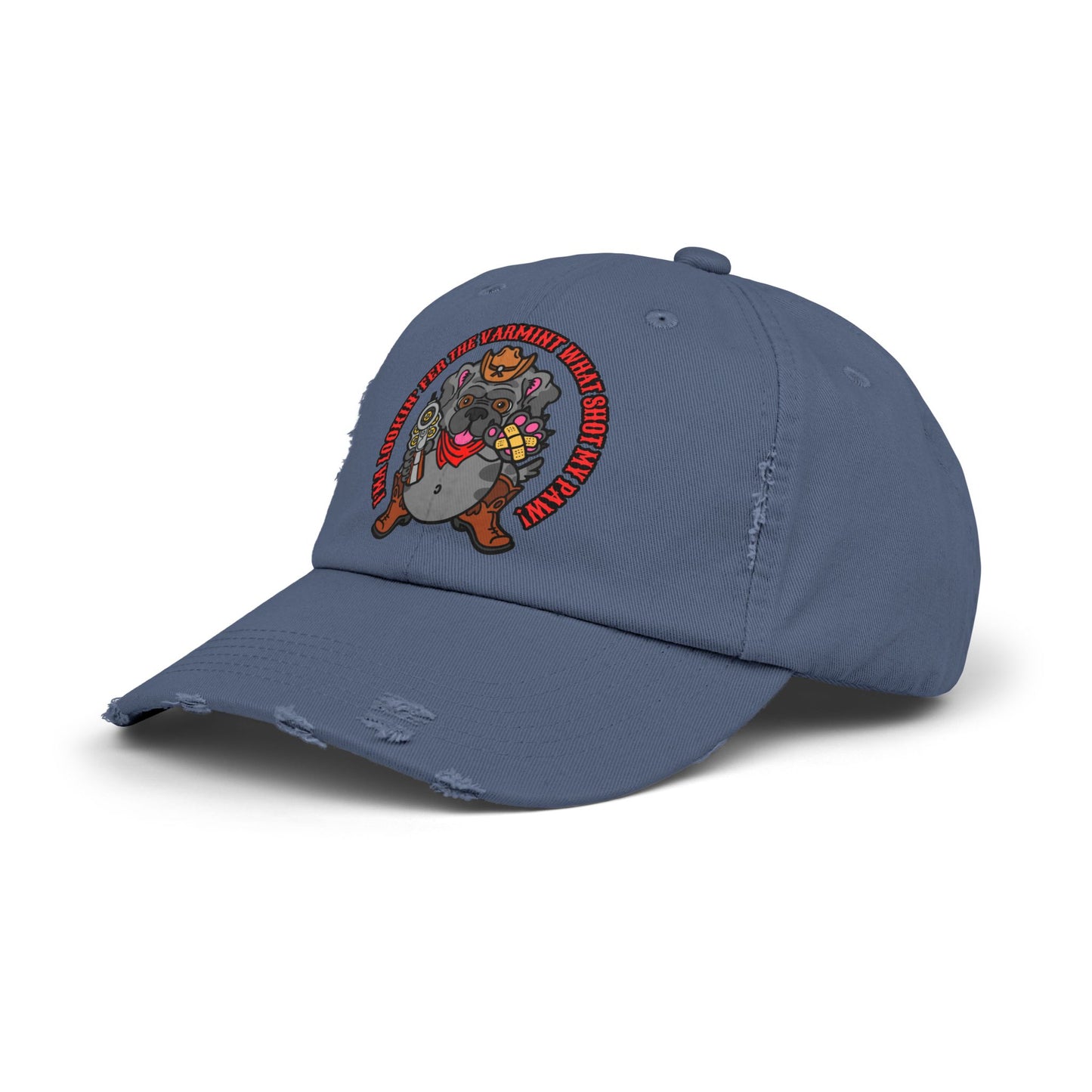 Funny Unisex Distressed Cap - Varmit What Shot my Paw!