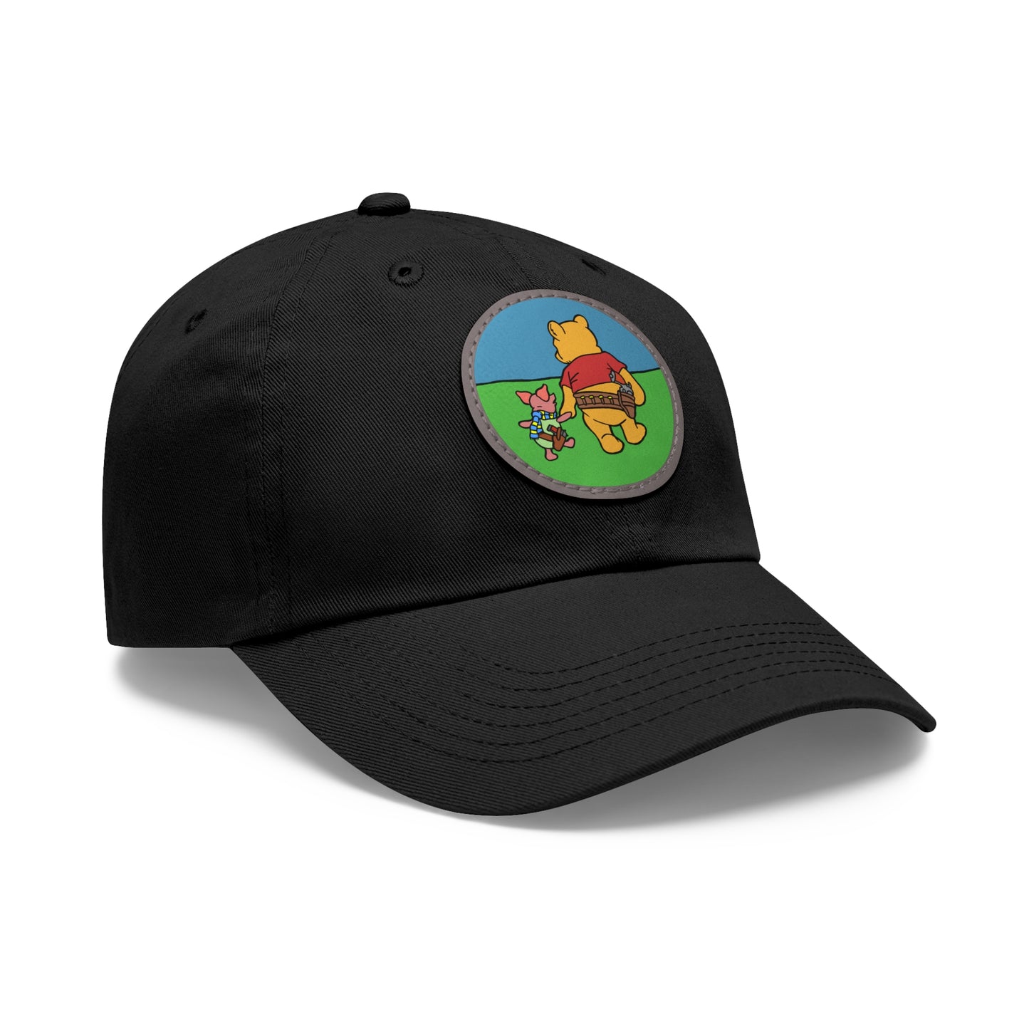 Pew & Piglet! Dad Hat with Leather Patch (Round)