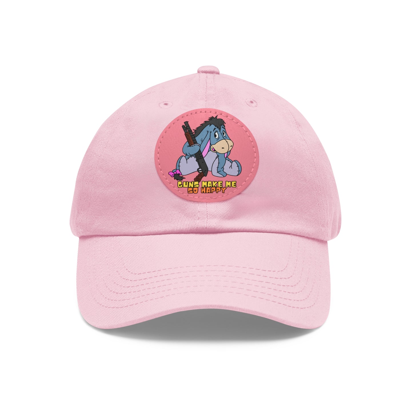 Happy Eeyore! Dad Hat with Leather Patch (Round)