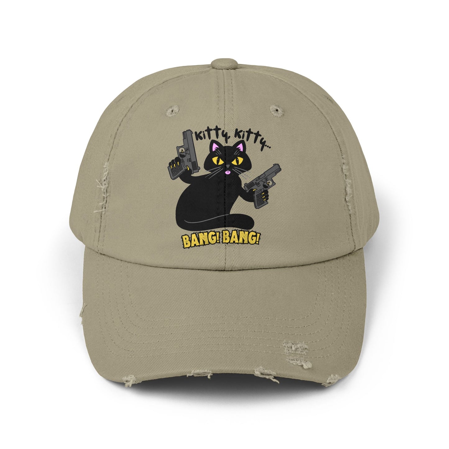 Unisex Distressed Cap - Kitty Kitty Bang Bang!
