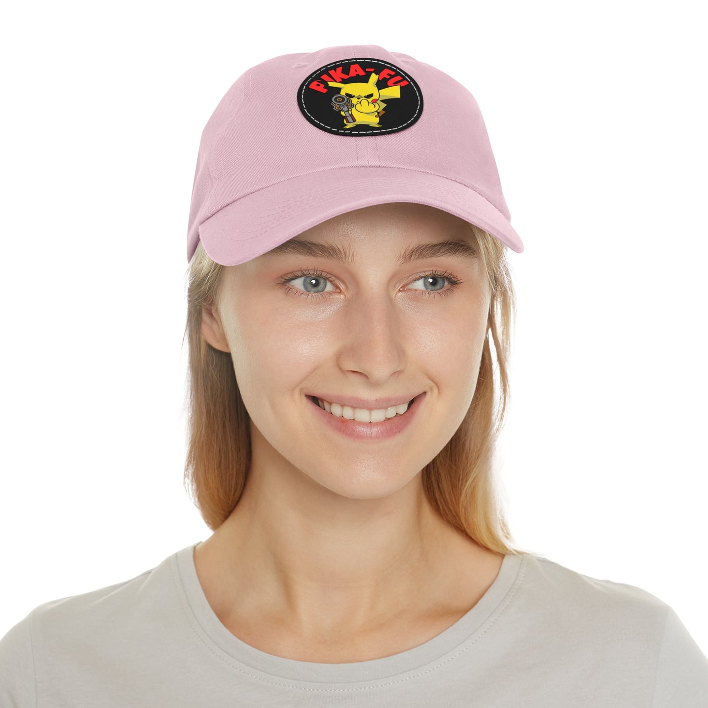 Pika-FU! Dad Hat with Leather Patch (Round)