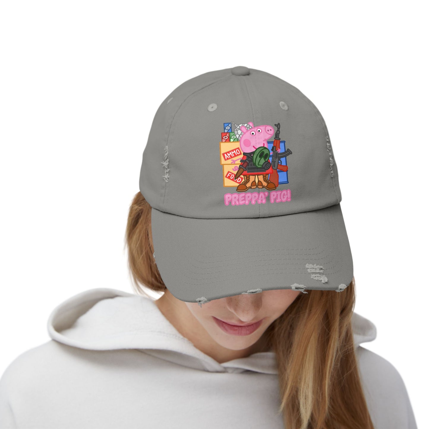 Preppa' Pig! Unisex Distressed Cap