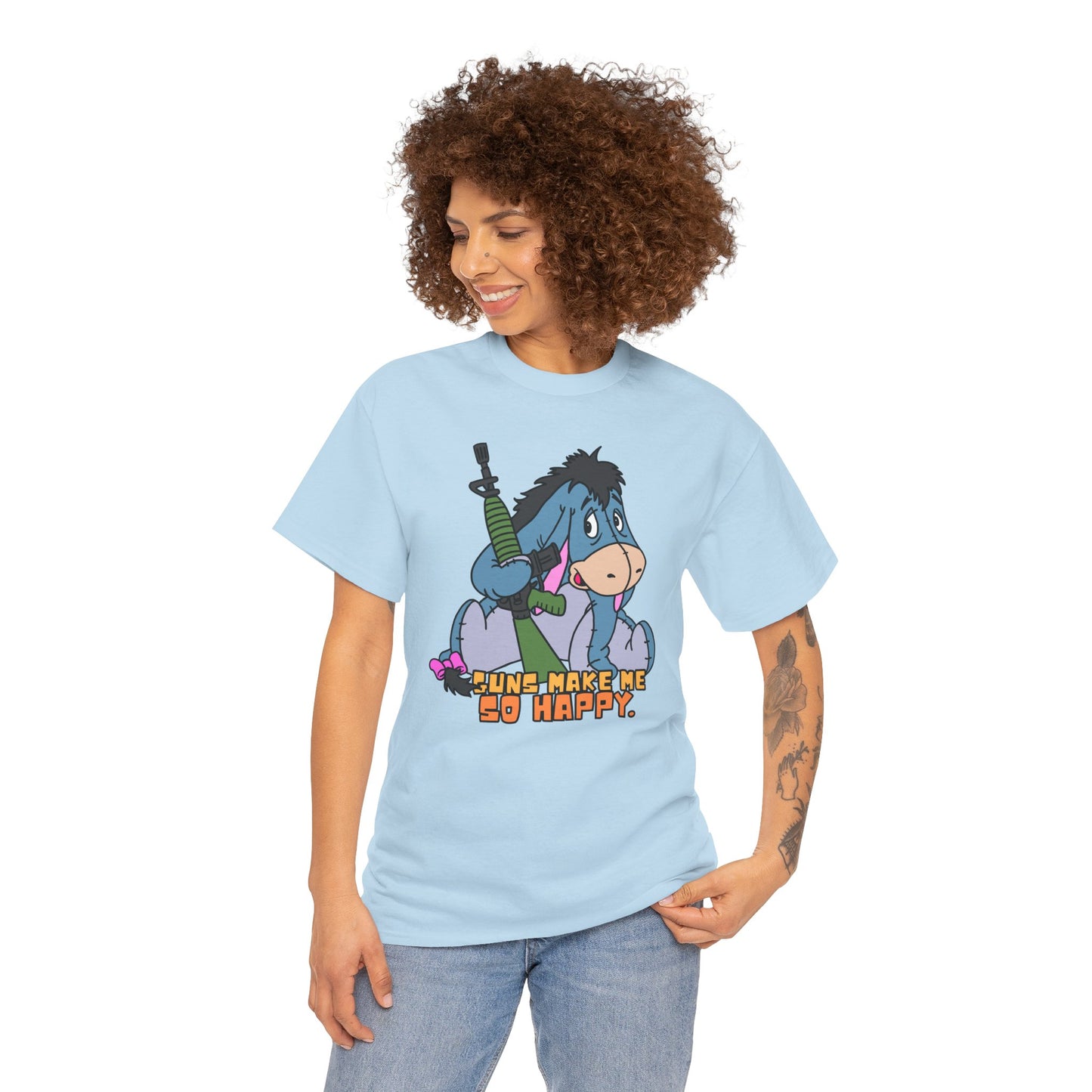 Eeyore Guns Make Me So Happy! Unisex Heavy Cotton Tee