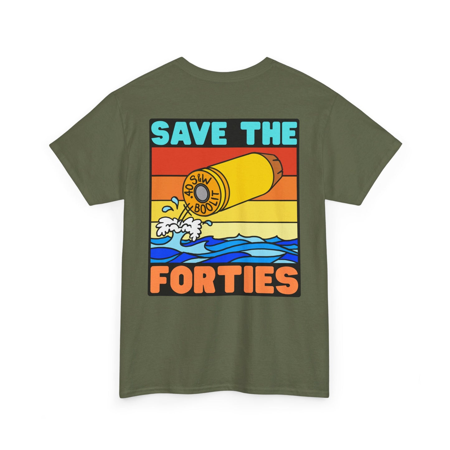 Save the Forties! (Backside Print) Unisex Heavy Cotton Tee