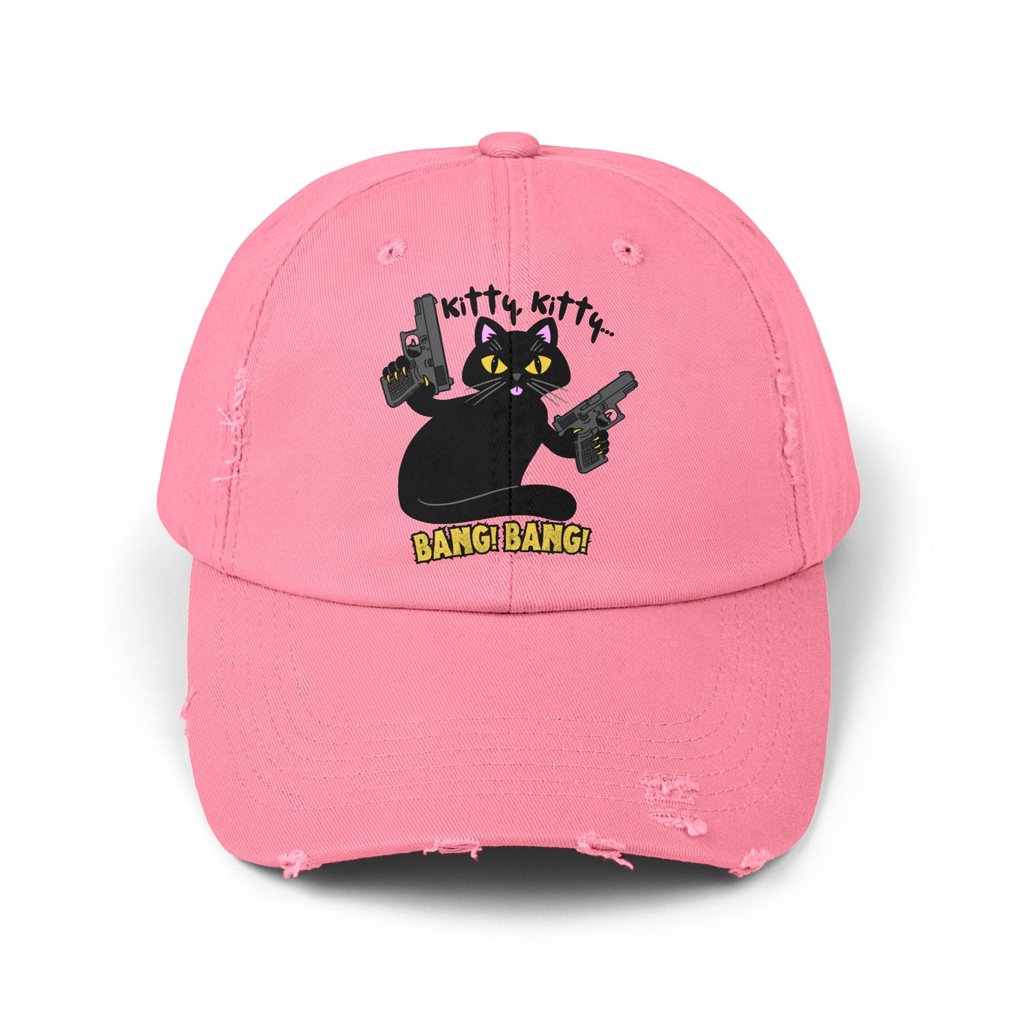 Unisex Distressed Cap - Kitty Kitty Bang Bang!