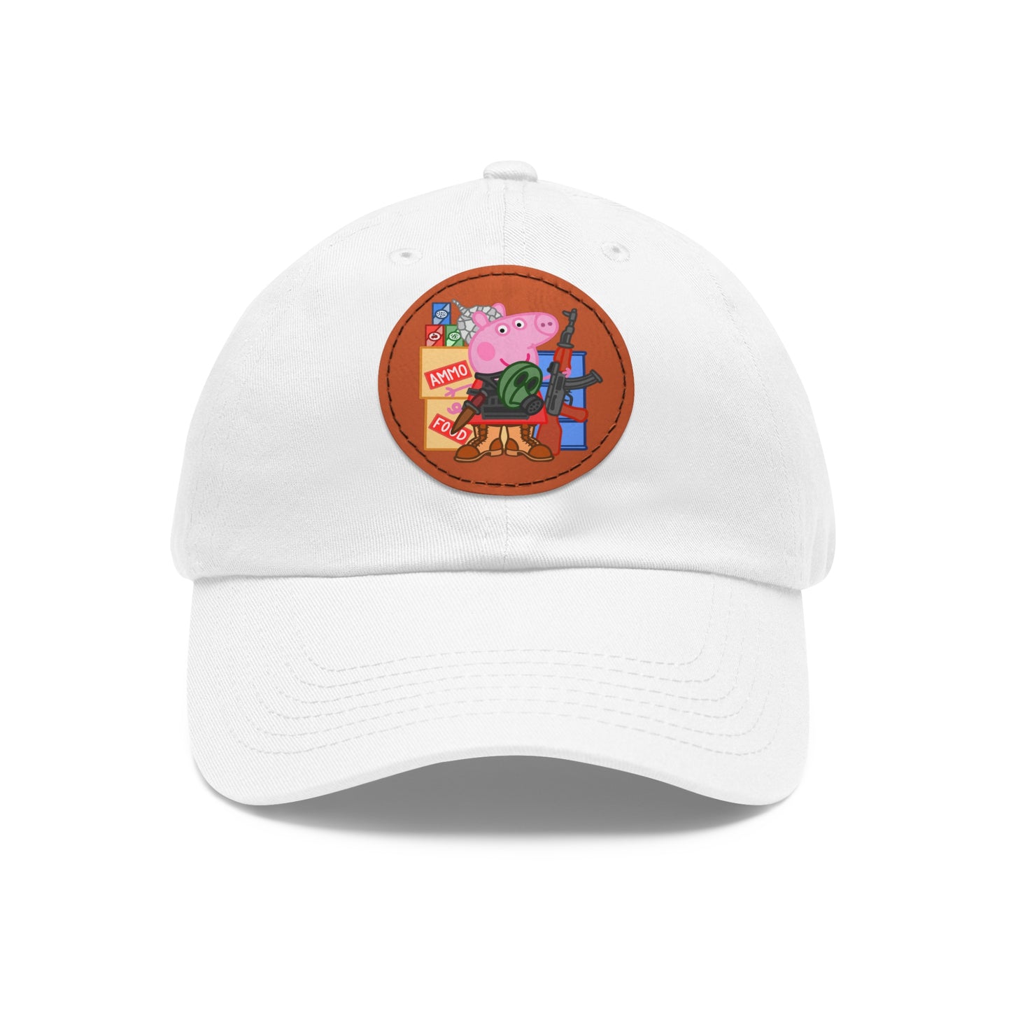 Preppa' Pig! Dad Hat with Leather Patch (Round)