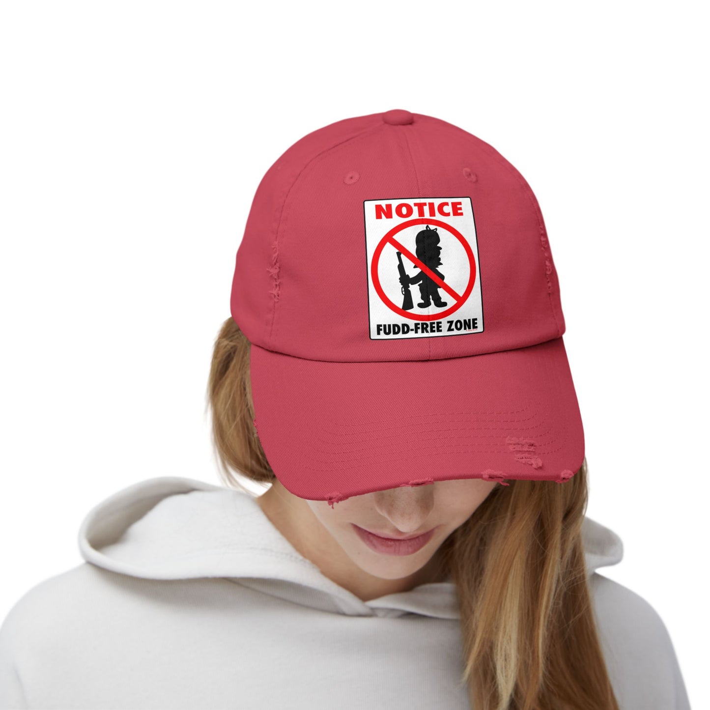 Fudd Free Zone! Unisex Distressed Cap