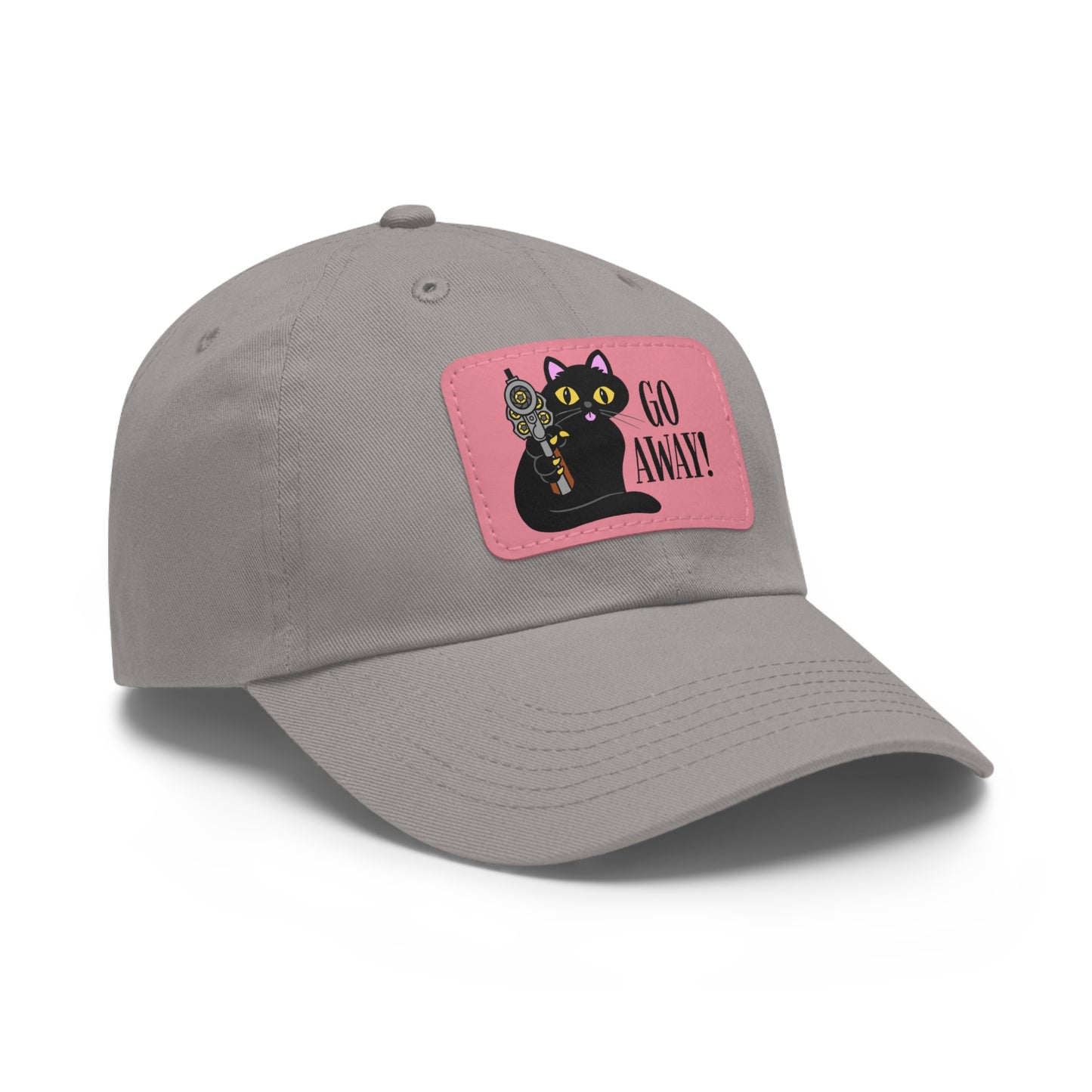 Go Away! Dad Hat with Leather Patch (Rectangle)