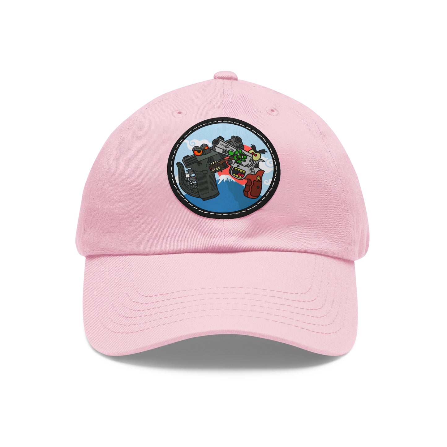 Glockzilla vs. King Cobra! Dad Hat with Leather Patch (Round)