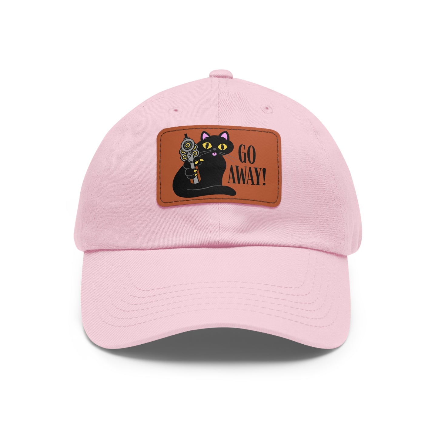 Go Away! Dad Hat with Leather Patch (Rectangle)