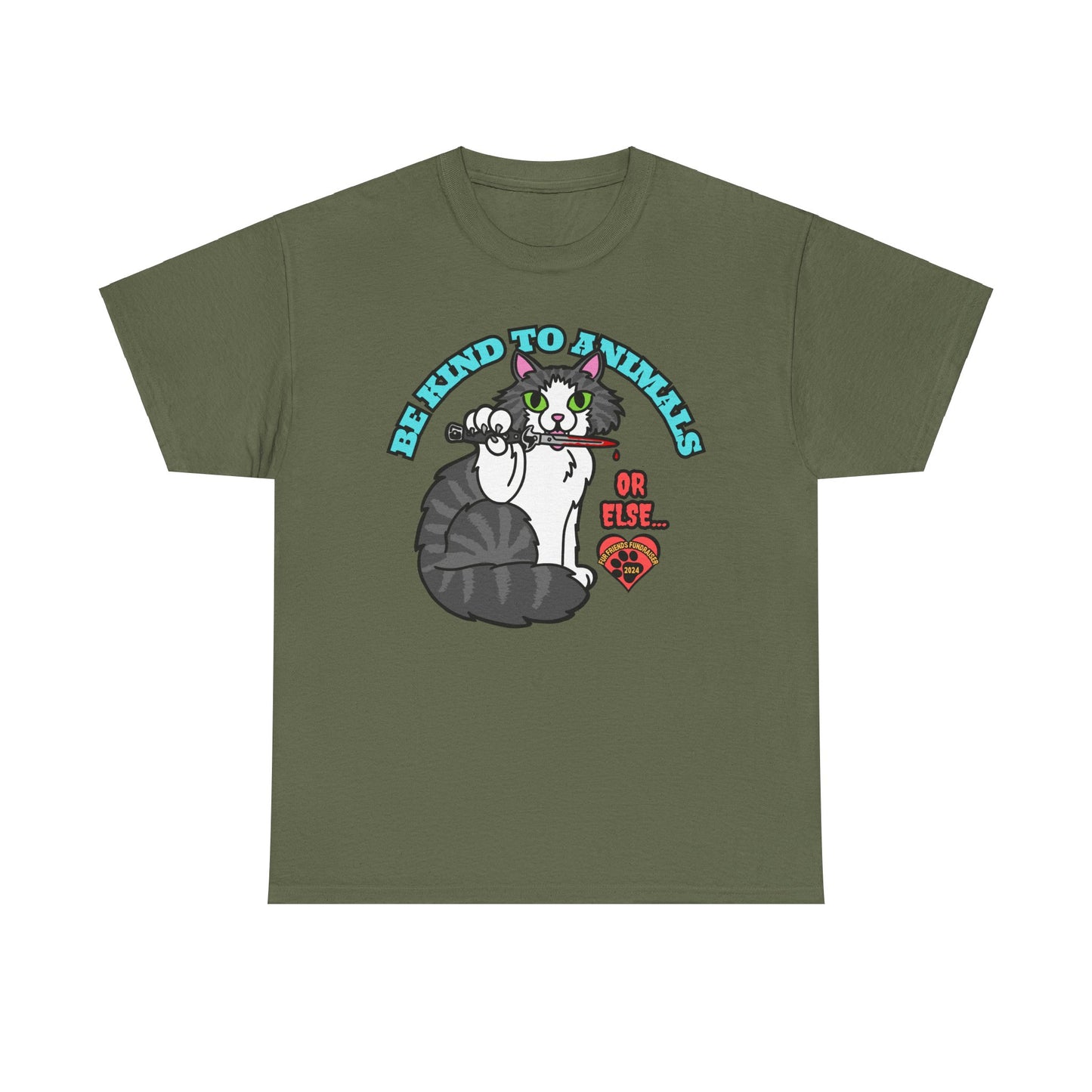 Be Kind to Animals...or Else! (FFF) Unisex Heavy Cotton Tee