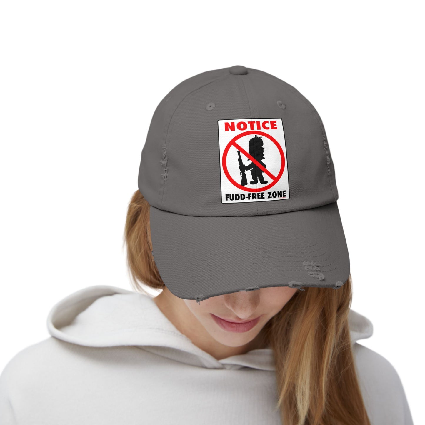 Fudd Free Zone! Unisex Distressed Cap