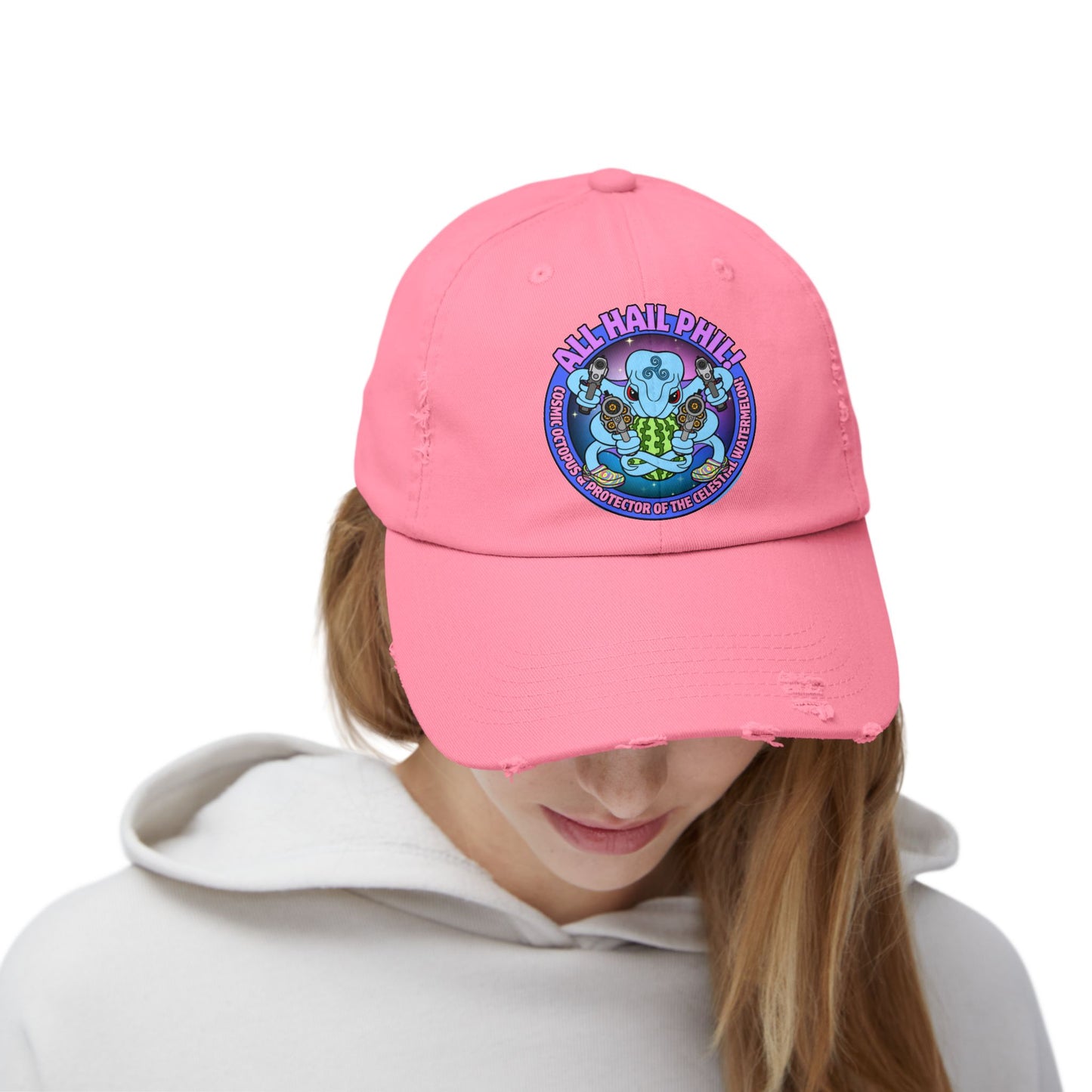 Cosmic Octopus! Unisex Distressed Cap