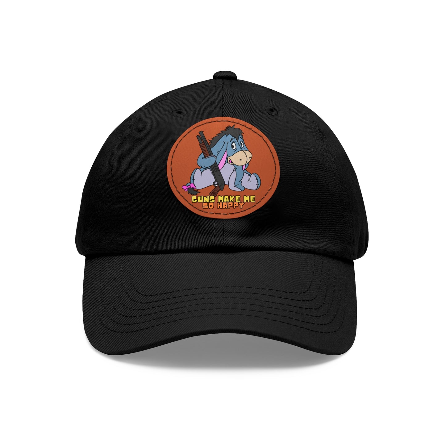 Happy Eeyore! Dad Hat with Leather Patch (Round)