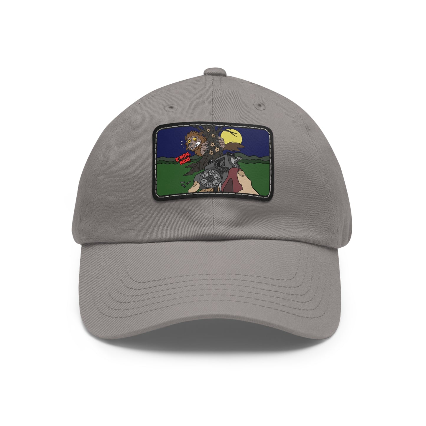C'mon, Man! Dad Hat with Leather Patch (Rectangle)