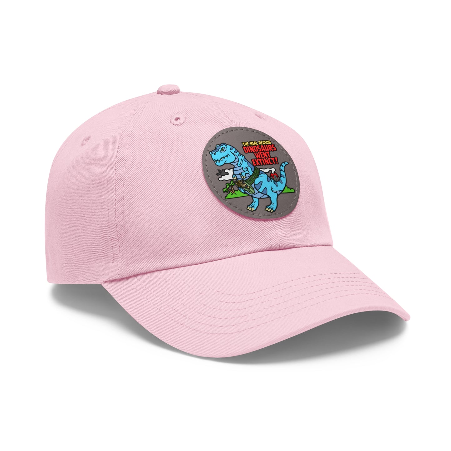 Why Dinosaurs Went Extinct! Dad Hat with Leather Patch (Round)