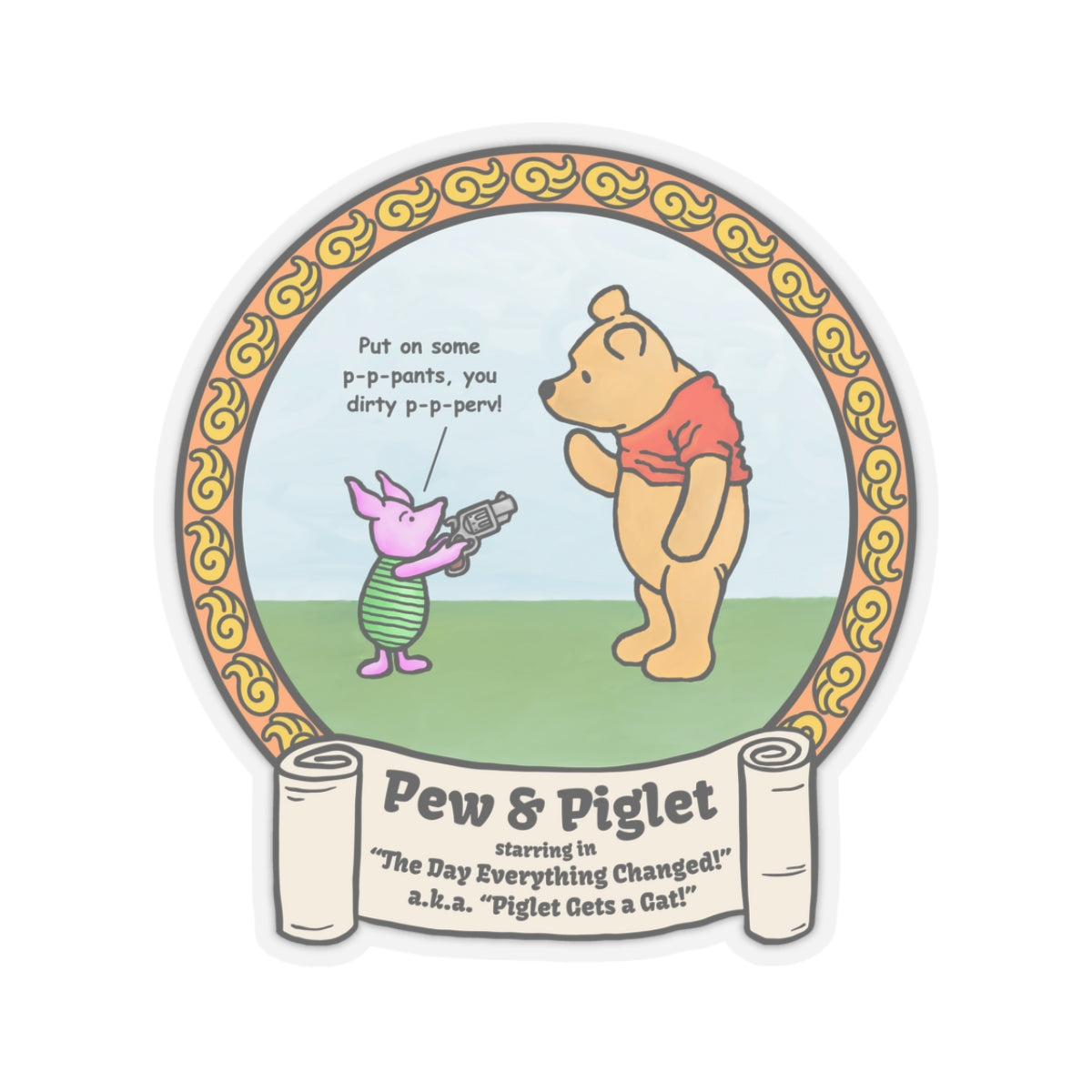 Piglet Gets a Gat! Kiss-Cut Stickers