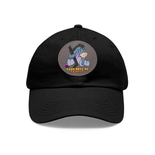 Happy Eeyore! Dad Hat with Leather Patch (Round)