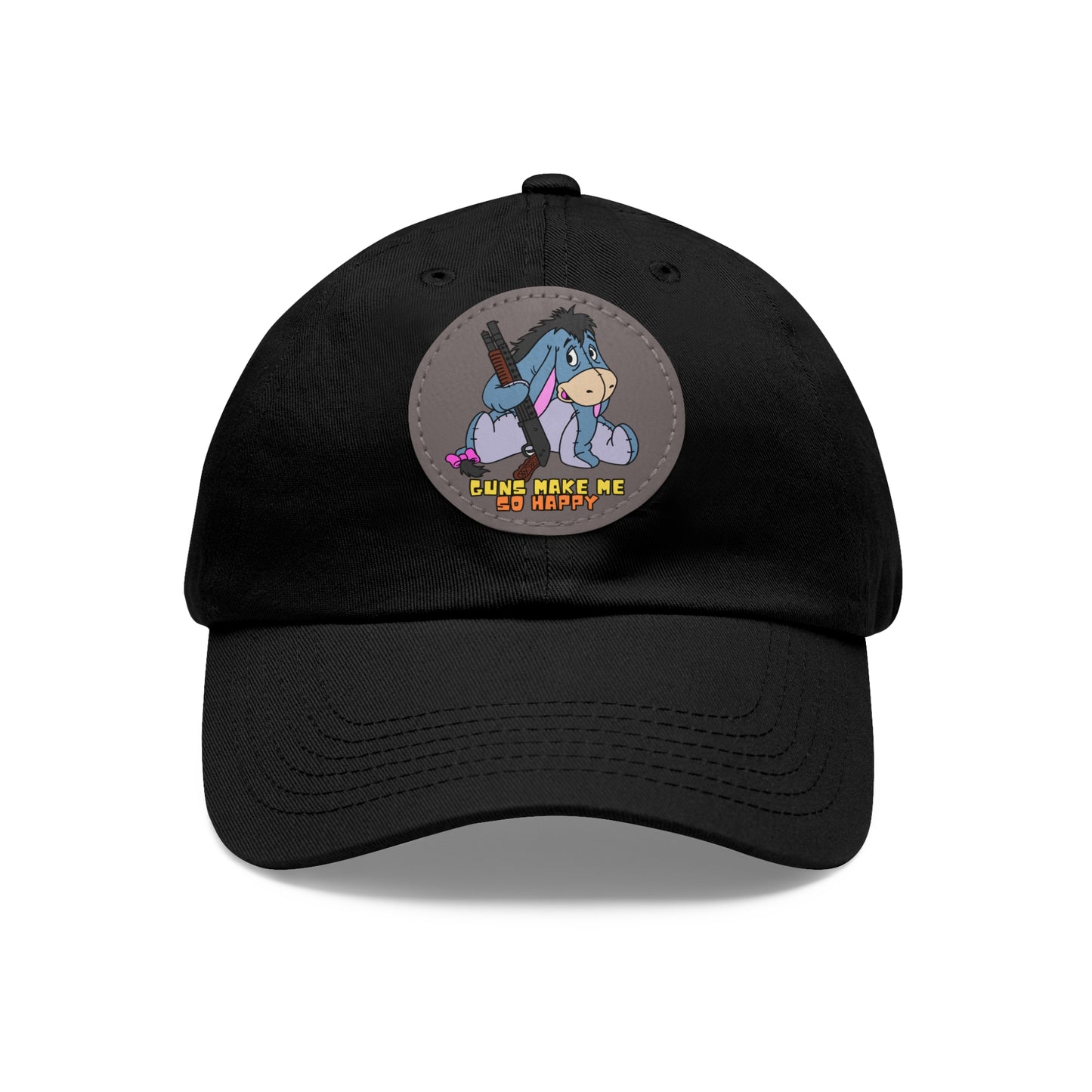 Happy Eeyore! Dad Hat with Leather Patch (Round)