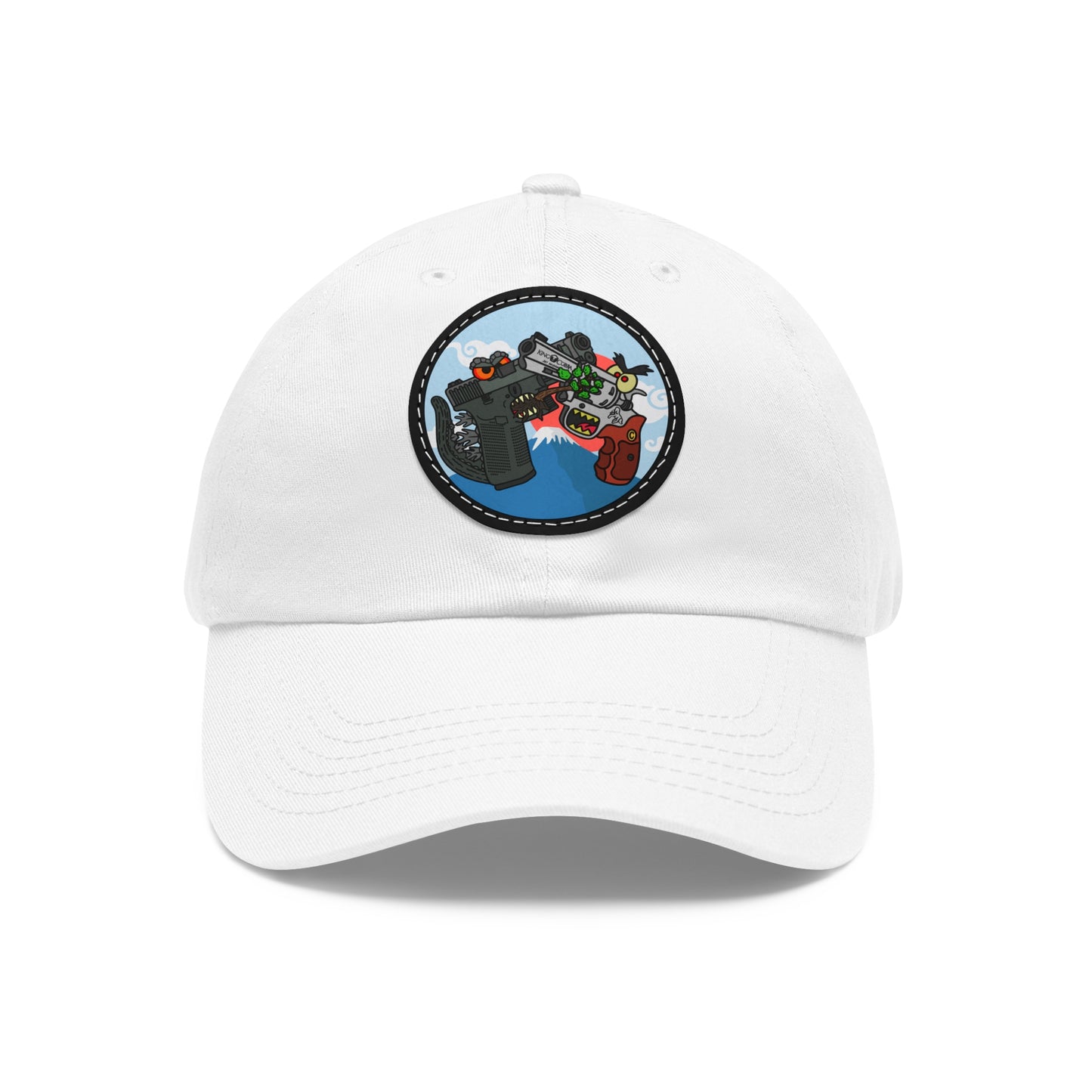 Glockzilla vs. King Cobra! Dad Hat with Leather Patch (Round)