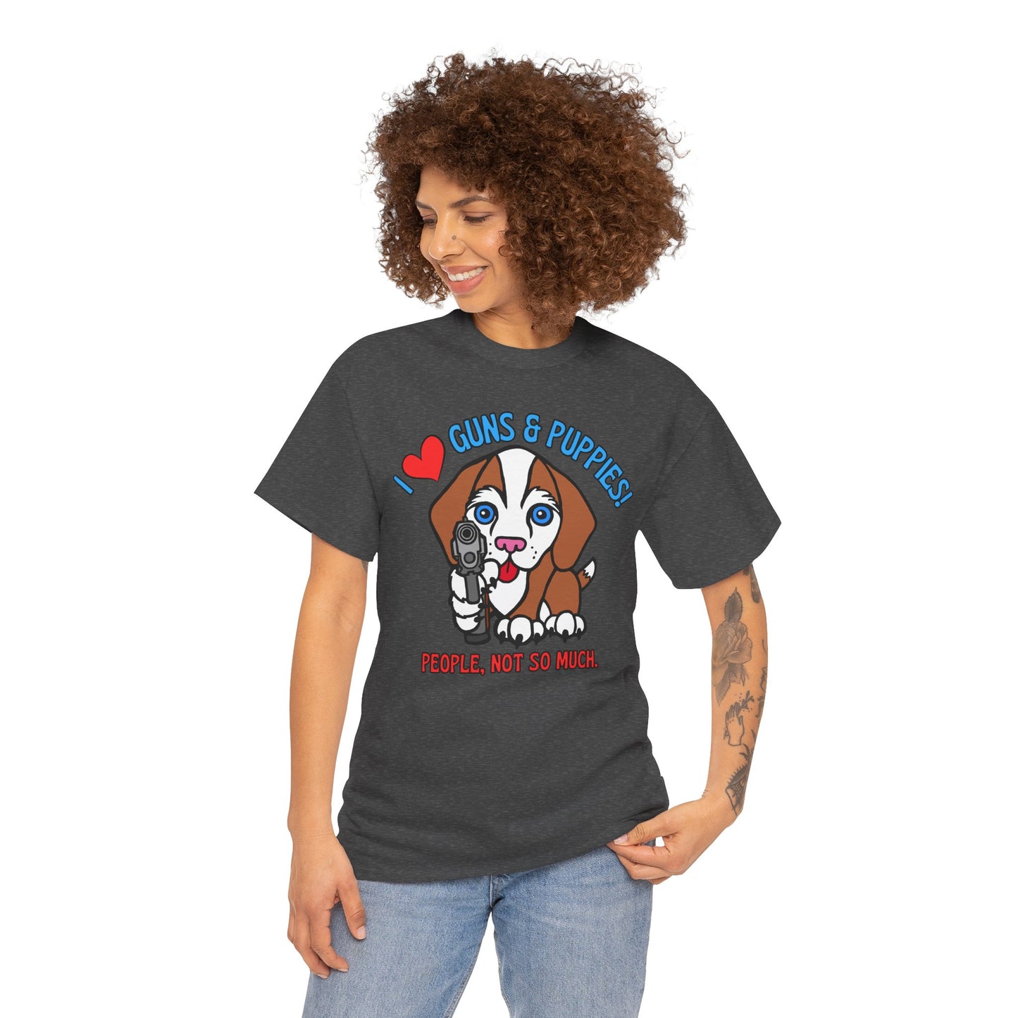 Guns & Puppies! Unisex Heavy Cotton Tee