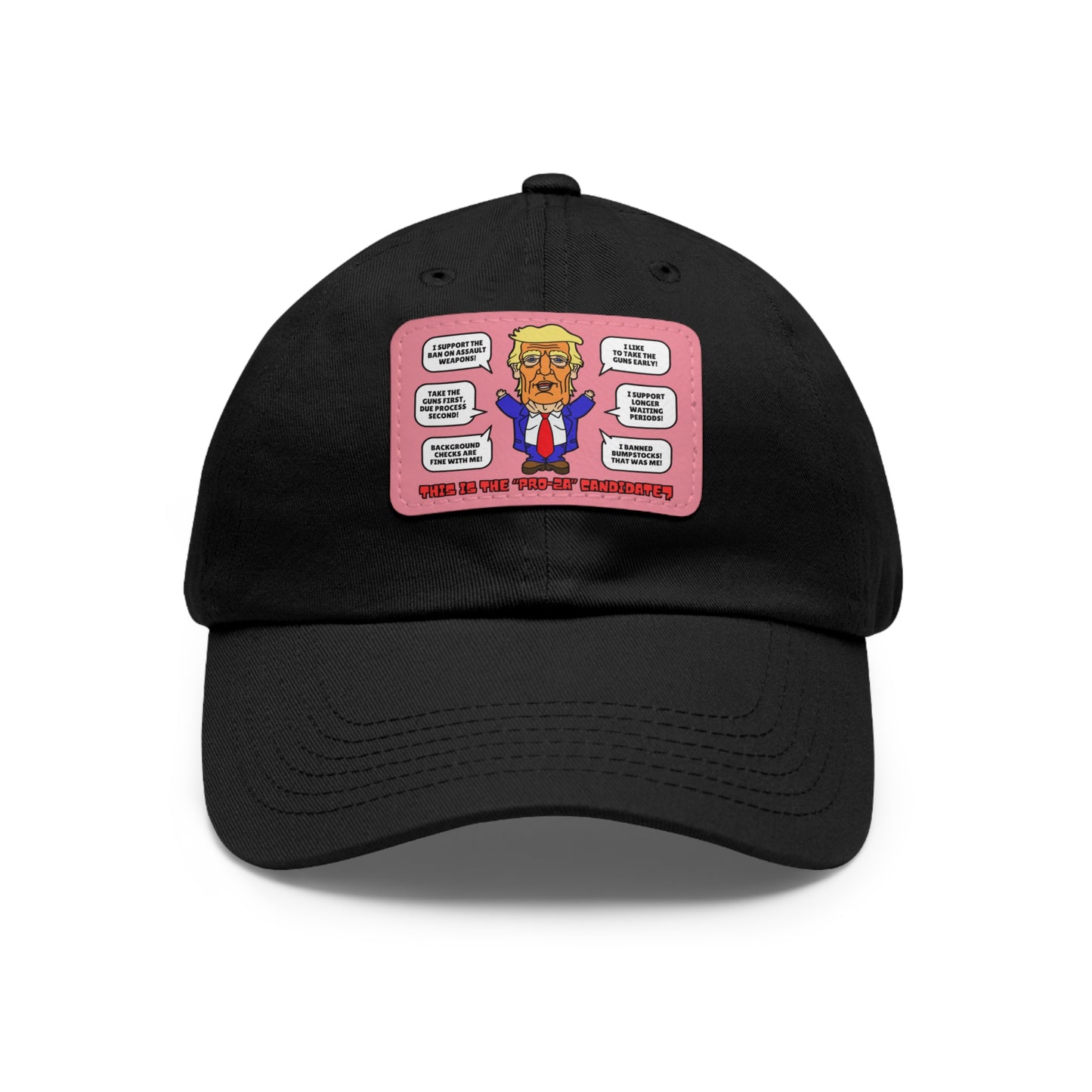 Trump on Guns! Dad Hat with Leather Patch (Rectangle)