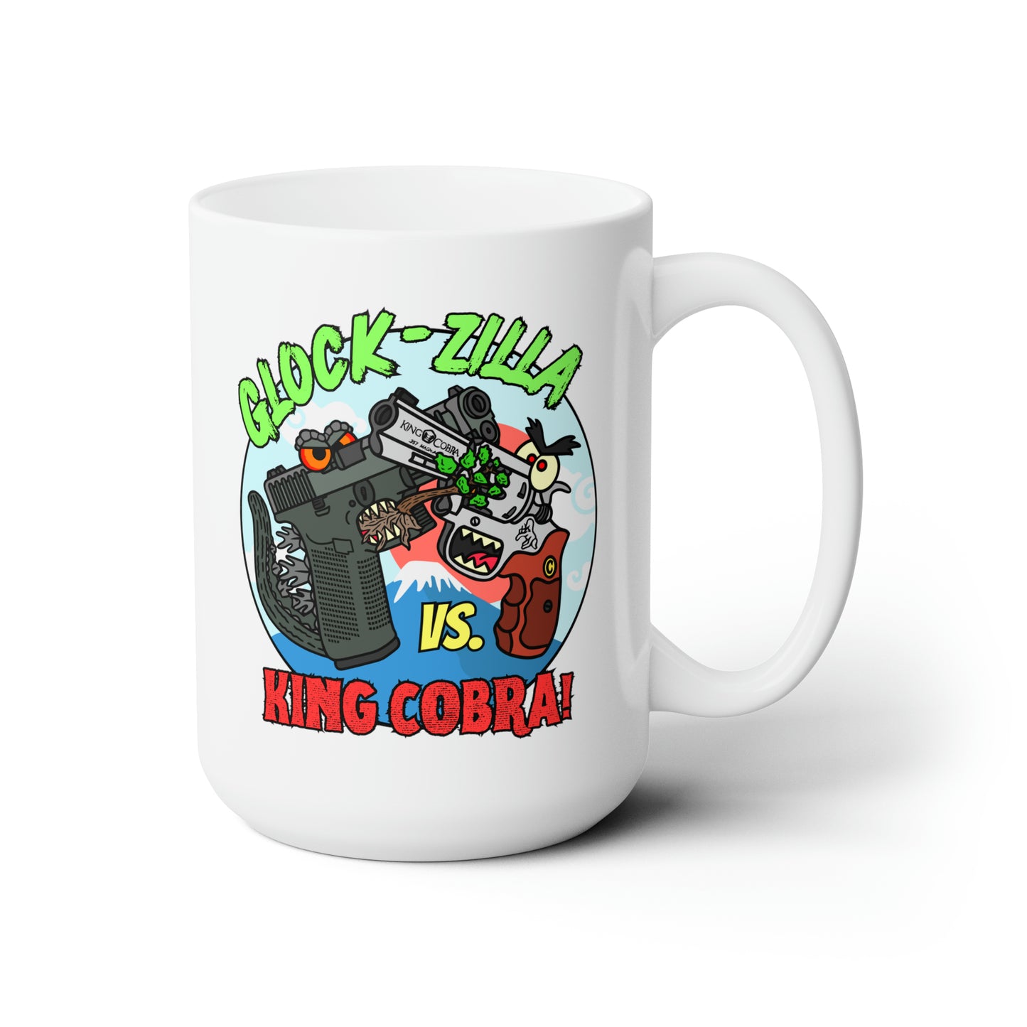 Glock-zilla vs. King Cobra! Ceramic Mug 15oz