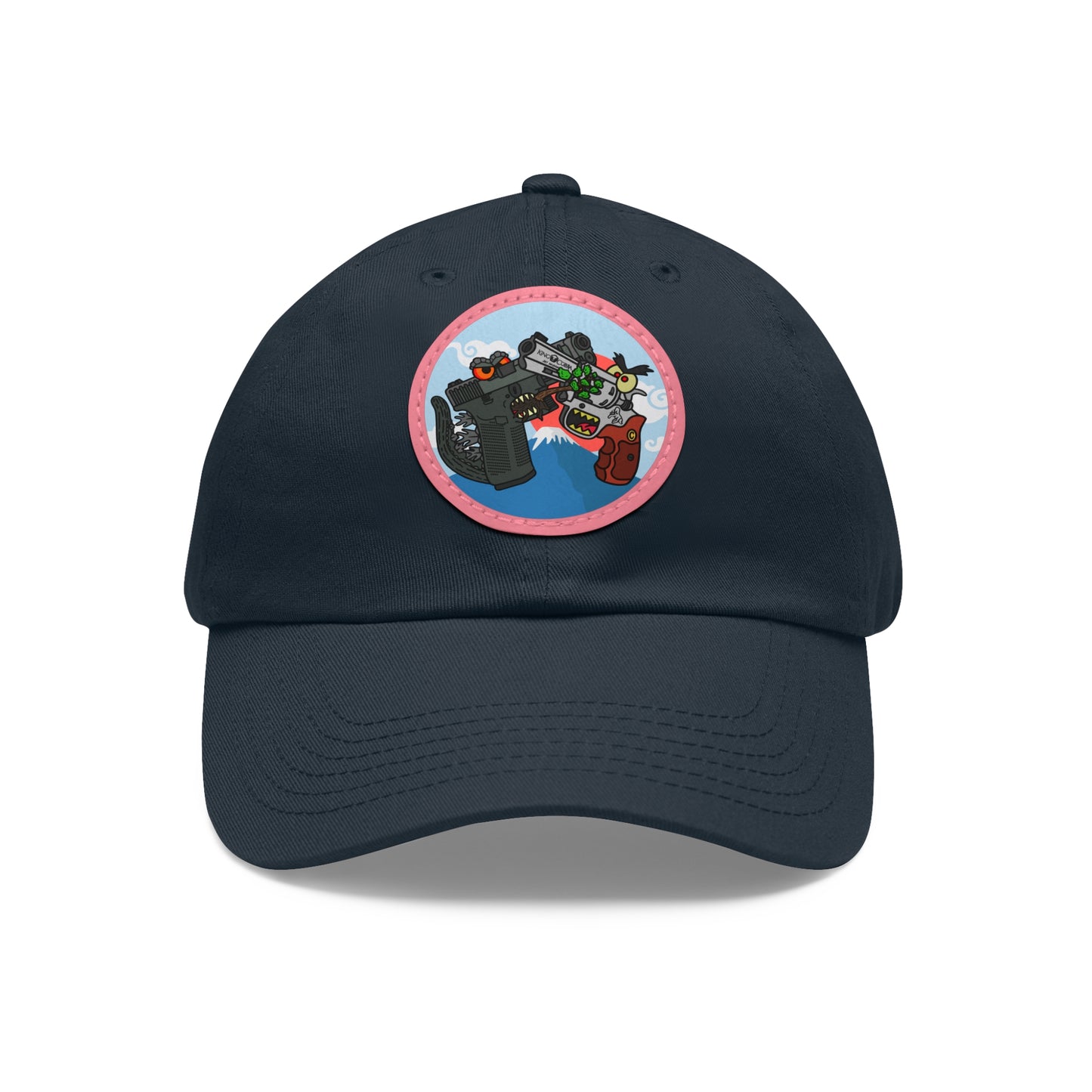 Glockzilla vs. King Cobra! Dad Hat with Leather Patch (Round)